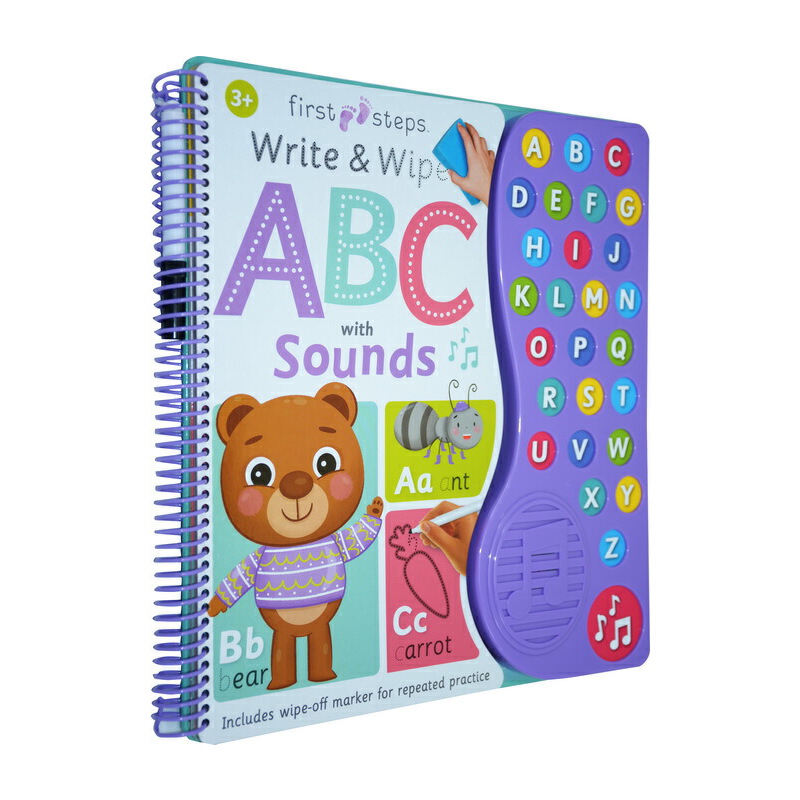 英文原版繪本0 3歲 First Steps Write and Wipe ABC with Sounds 重複擦寫書寫發音書