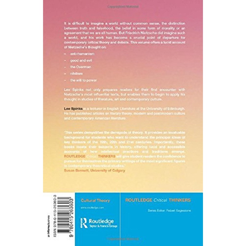 勞特里奇批判思想家系列 尼采 英文原版 Routledge Critical Thinkers Friedrich Nietzsche by Lee Spinks 學者評論