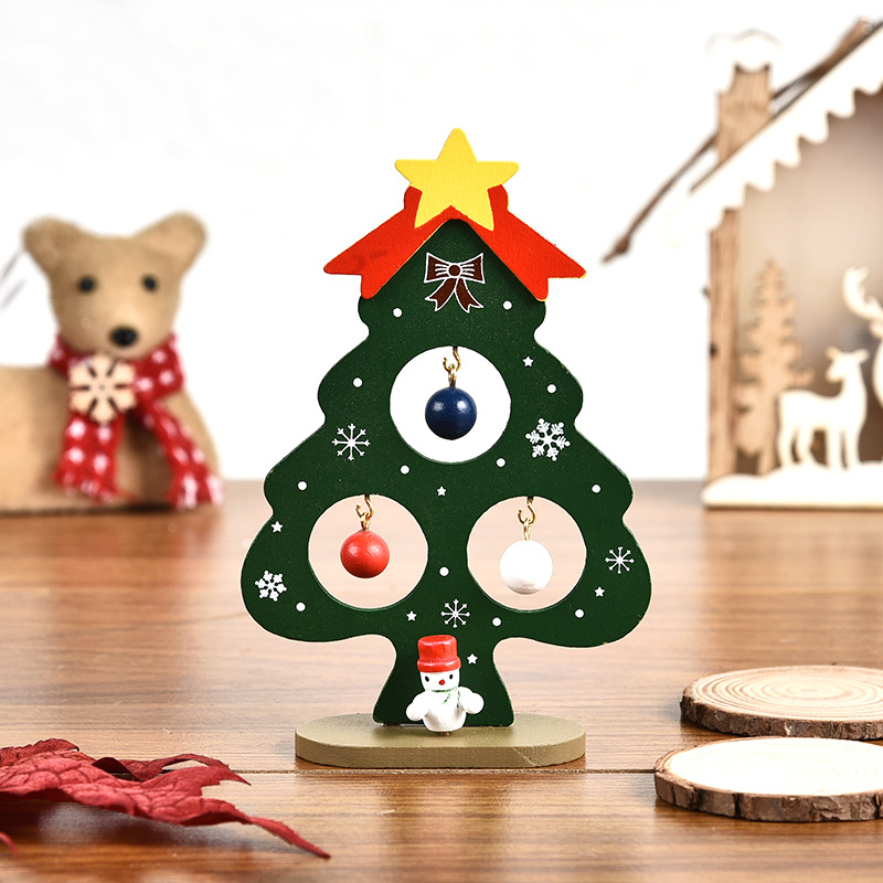 木質小聖誕樹擺件兒童DIY玩具迷你聖誕樹 桌面擺台聖誕節禮物