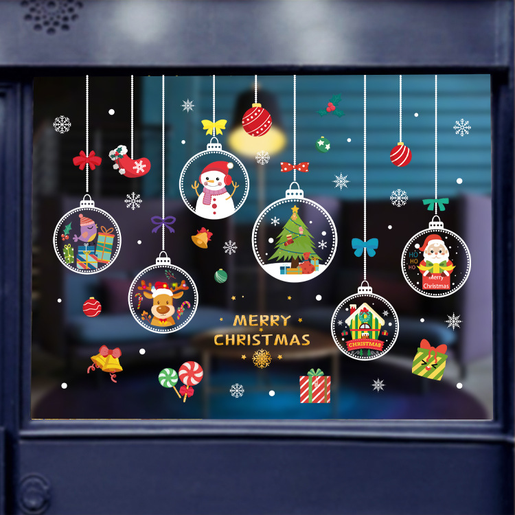 聖誕新款窗花貼紙 聖誕老人麋鹿玻璃櫥窗裝飾