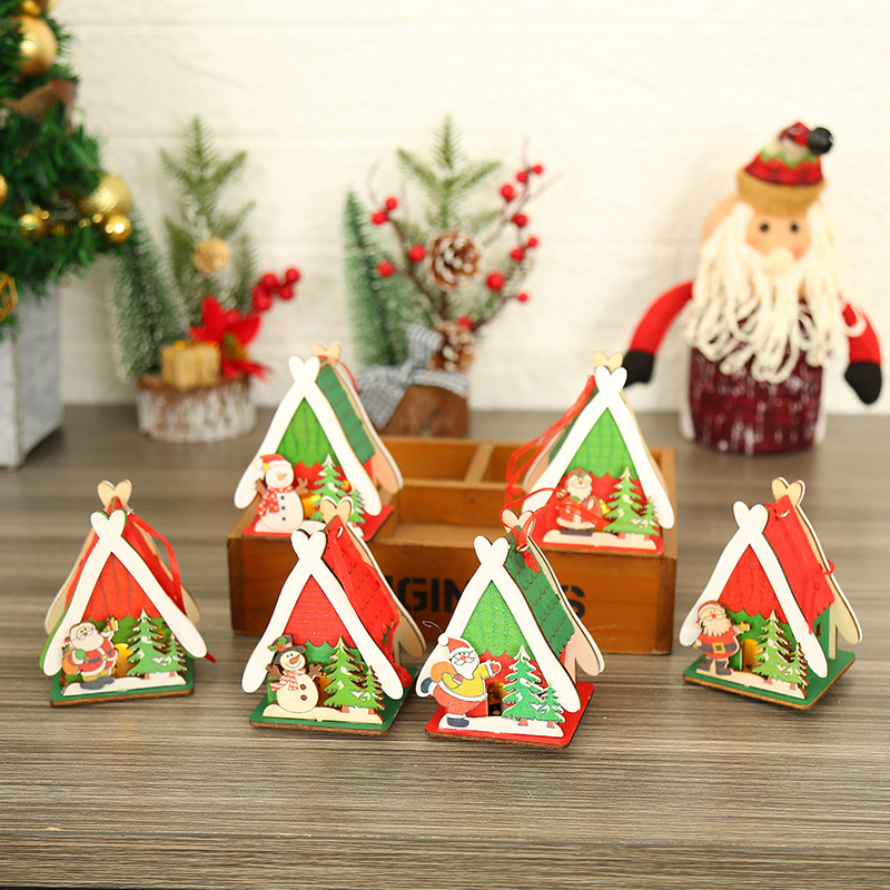 聖誕節裝飾品聖誕木屋房子玩具彩色小木屋聖誕節 發光禮物聖誕木屋