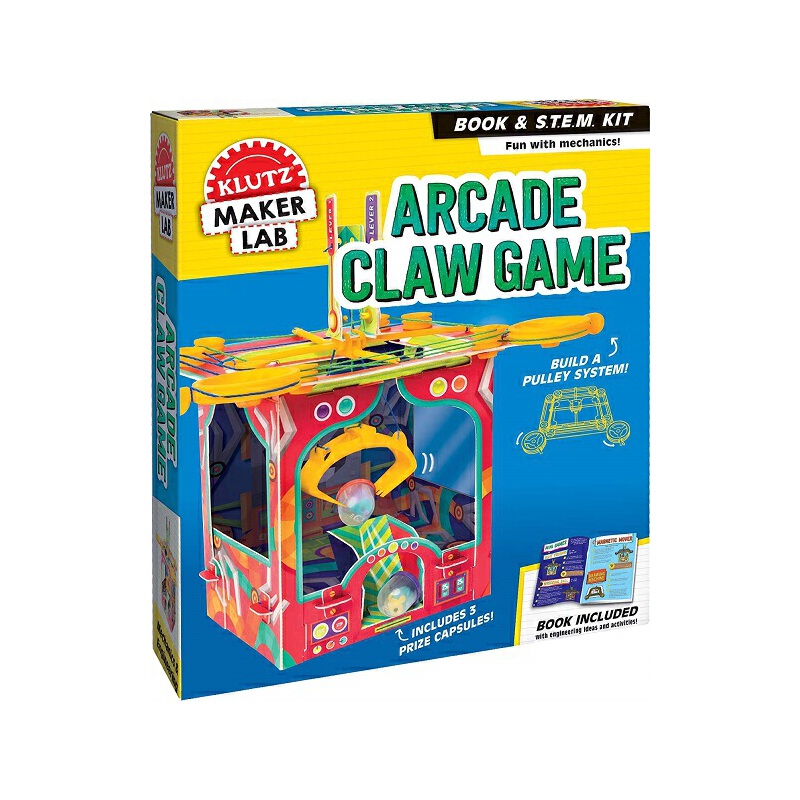 英文原版 Klutz MAKER LAB Arcade Claw Game 自制抓娃娃機 兒童手工書 機械原理 物理學 動手能力培養玩具書 STEAM體系