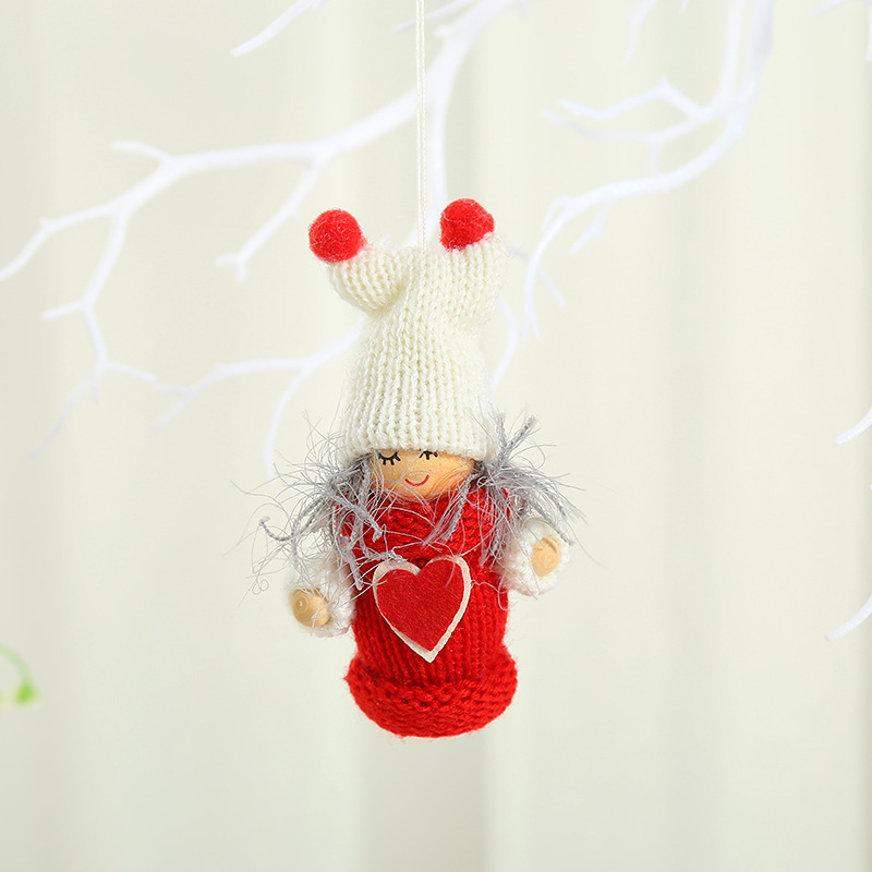 毛線小玩偶掛飾創意聖誕老人天使娃娃公仔掛件
