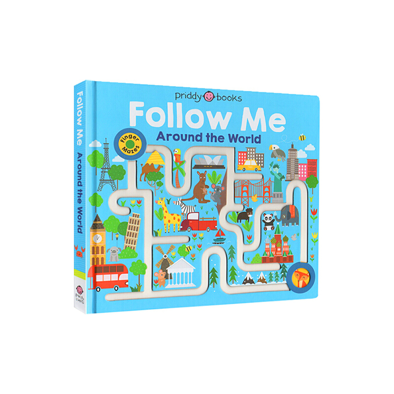 英文原版 Maze Book: Follow Me Around the World 紙板手指迷宮書 地理知識書 兒童啟蒙閲讀 親子互動趣味遊戲書