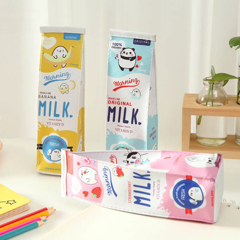 創意可愛筆袋 趣味牛奶筆袋 創意收納文具盒