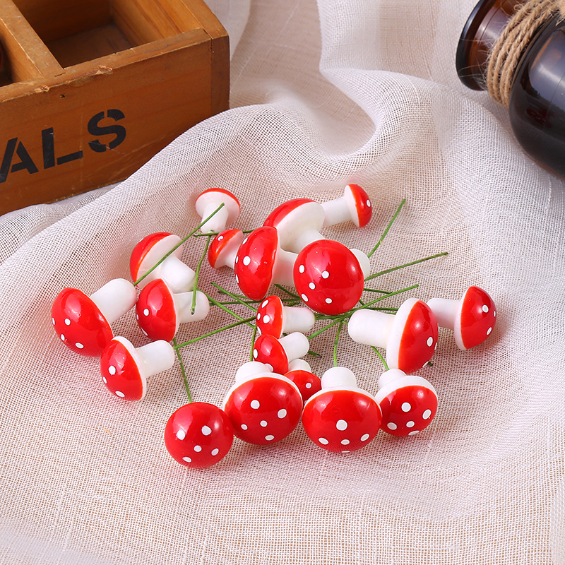 植物迷你泡沫彩色蘑菇 微景觀盆造景小蘑菇配件聖誕飾品擺件