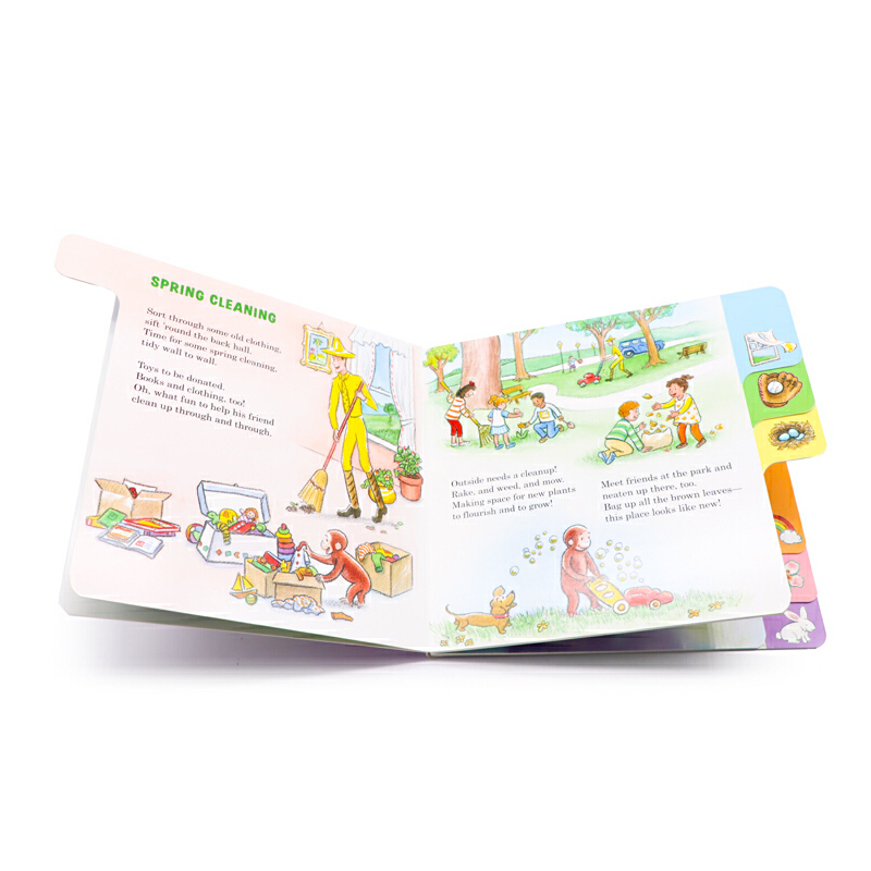 英文原版繪本Curious George Curious About Spring 喬治對春天很好奇 紙板書0~3歲兒童啟蒙認知 英語啟蒙讀物 HMH出版