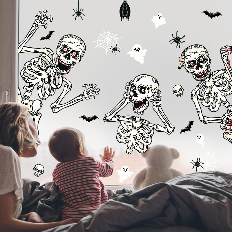 萬聖節派對裝飾幽靈殭屍南瓜燈蜘蛛靜電貼