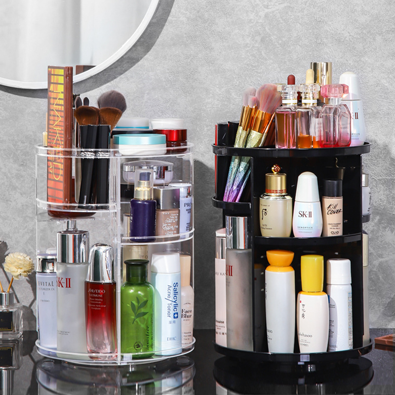 爆款化粧品收納盒360度旋轉護膚品盒桌面梳粧枱口紅置物架