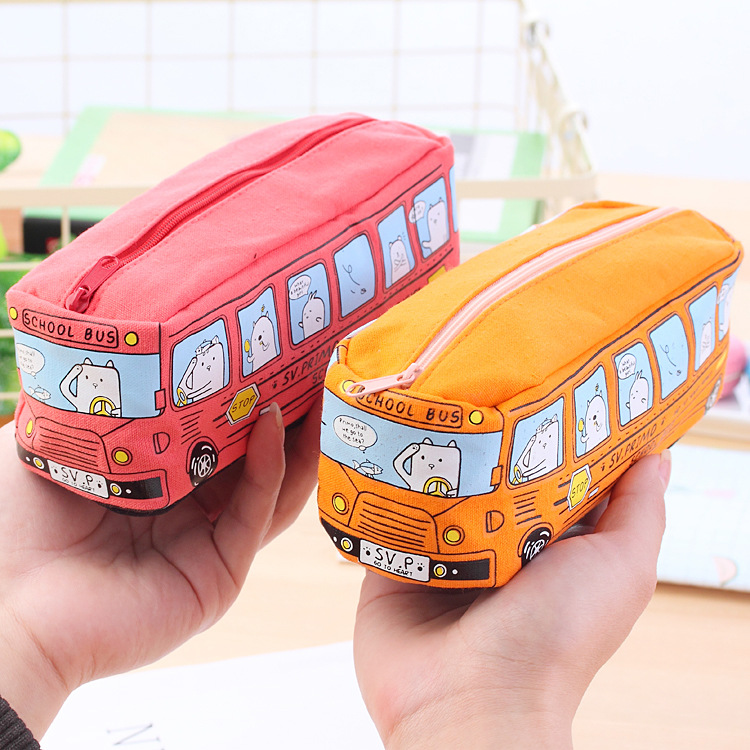 韓國創意學生文具小動物巴士筆袋 公交鉛筆盒