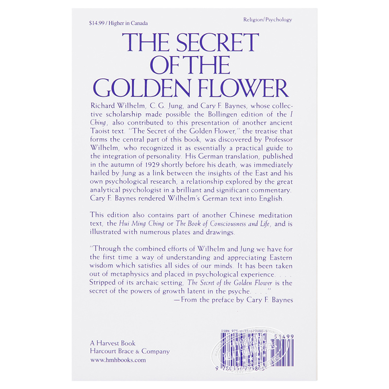 金花的祕密 中國生命之書 衞禮賢 英文原版 The Secret of the Golden Flower Richard Wilhelm