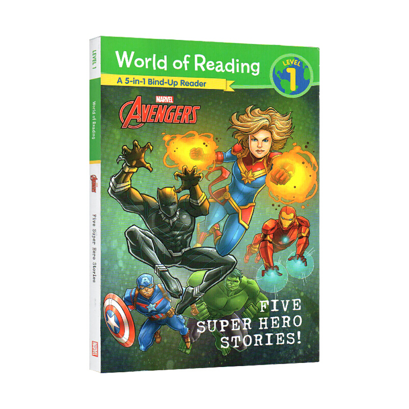 英文原版 漫威復仇者聯盟分級讀物 5個故事合輯 World of Reading Marvel L1 美國隊長鋼鐵俠 電影繪本圖畫故事書