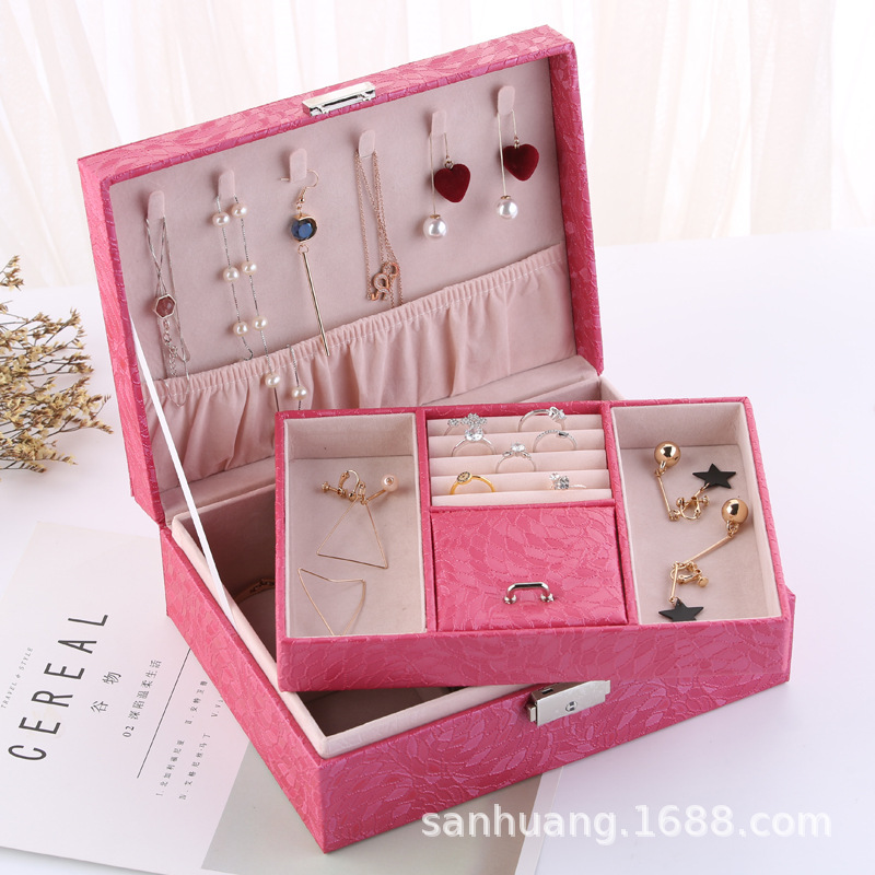 新款歐式珠寶首飾盒多層便攜式飾品收納箱