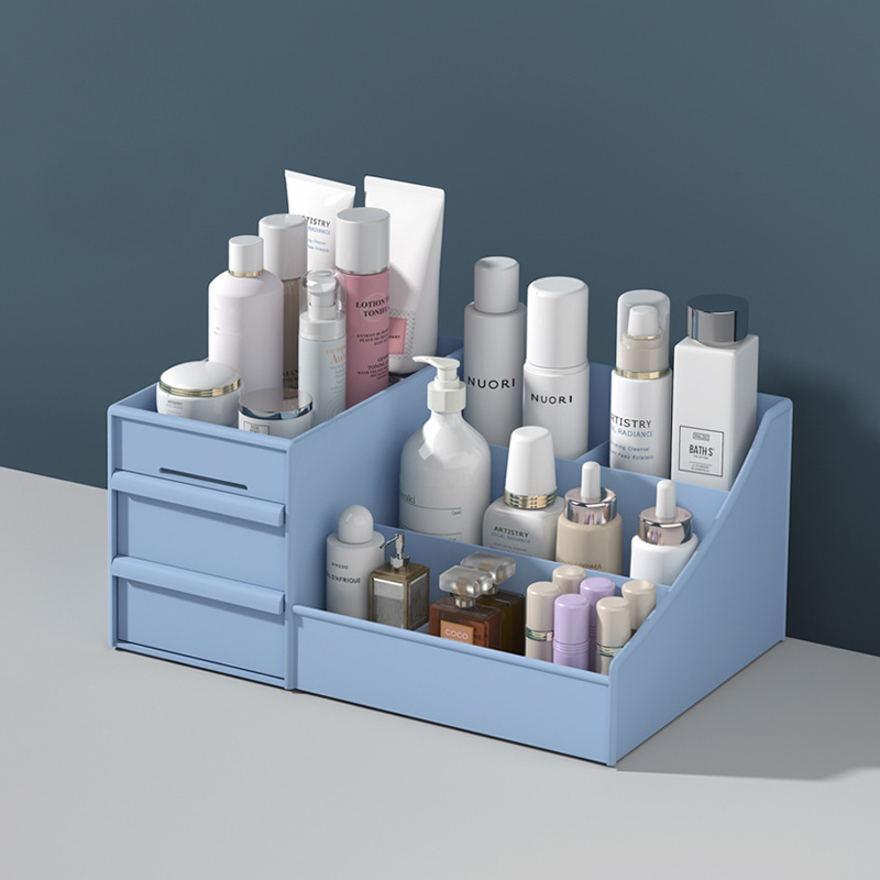 化粧品收納盒桌面家用梳粧枱整理塑料雙抽