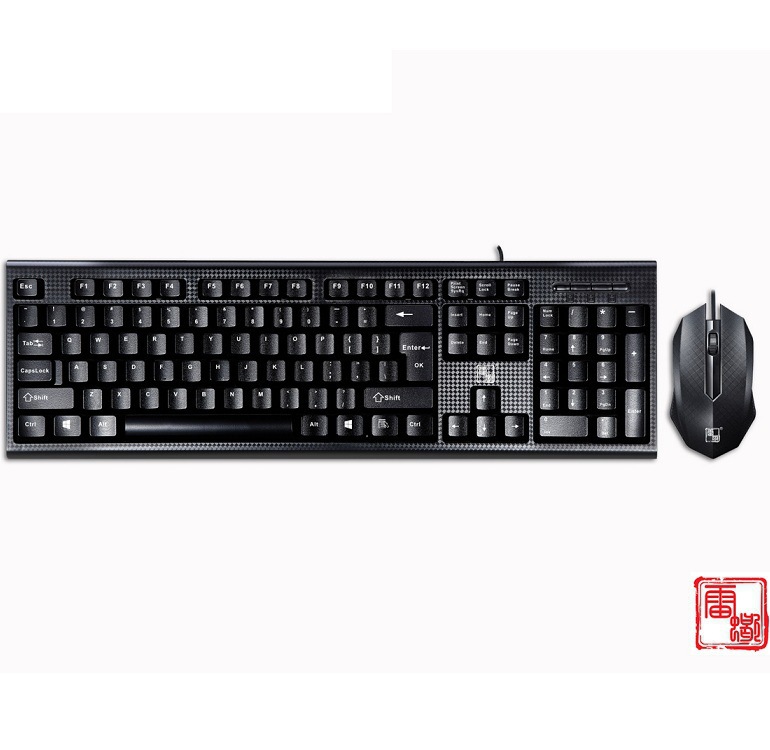 雷蠍KM-1 USB+USB鼠標鍵盤套裝 時尚辦公遊戲台式機電腦有線鍵盤