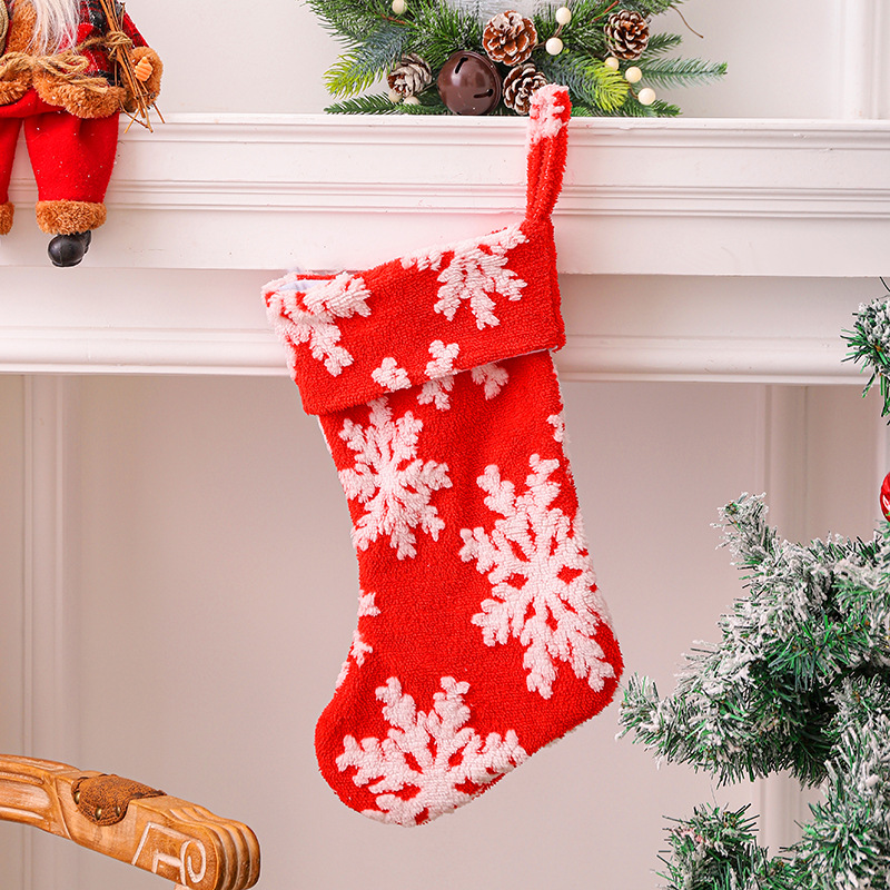 港之戀聖誕毛絨雪花聖誕襪糖果袋聖誕樹掛件家居派對禮物襪裝飾品