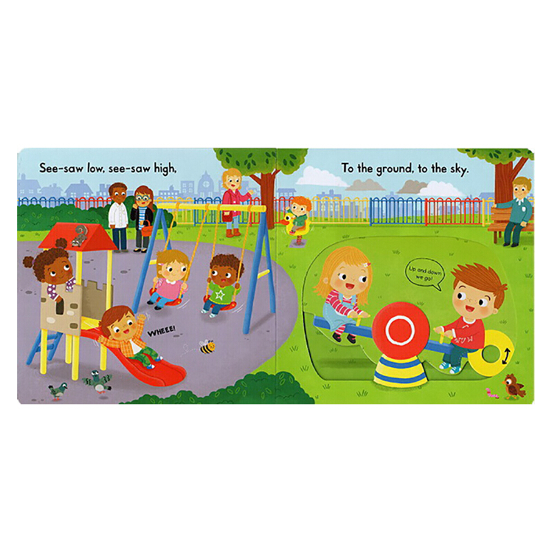 #英文原版繪本 Busy Park 忙碌的公園 紙板機關操作活動書 兒童韻文繪本 親子教育互動學習