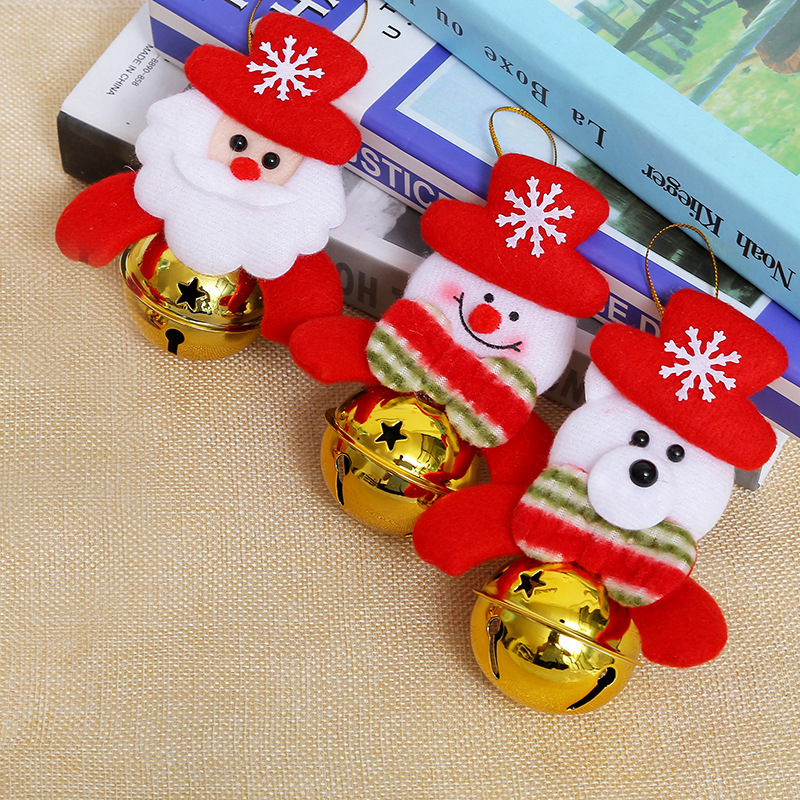 聖誕禮品鈴鐺掛件 聖誕老人雪人小鹿公仔抱鈴掛飾 聖誕樹裝飾用品