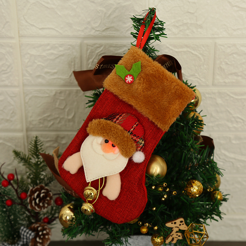 新款聖誕節裝飾品帶燈樹掛件LED發光聖誕襪子禮物袋糖果袋批發