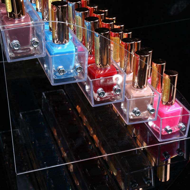 梯形化粧品亞克力展示架 美甲店組裝口紅架 透明多層指甲油展示架