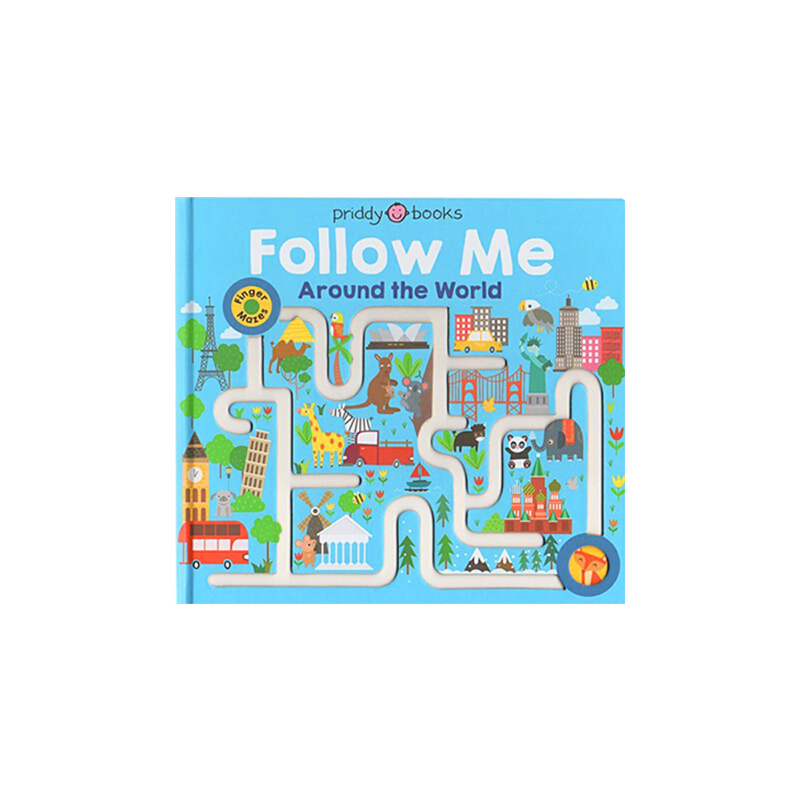 英文原版 Maze Book: Follow Me Around the World 紙板手指迷宮書 地理知識書 兒童啟蒙閲讀 親子互動趣味遊戲書
