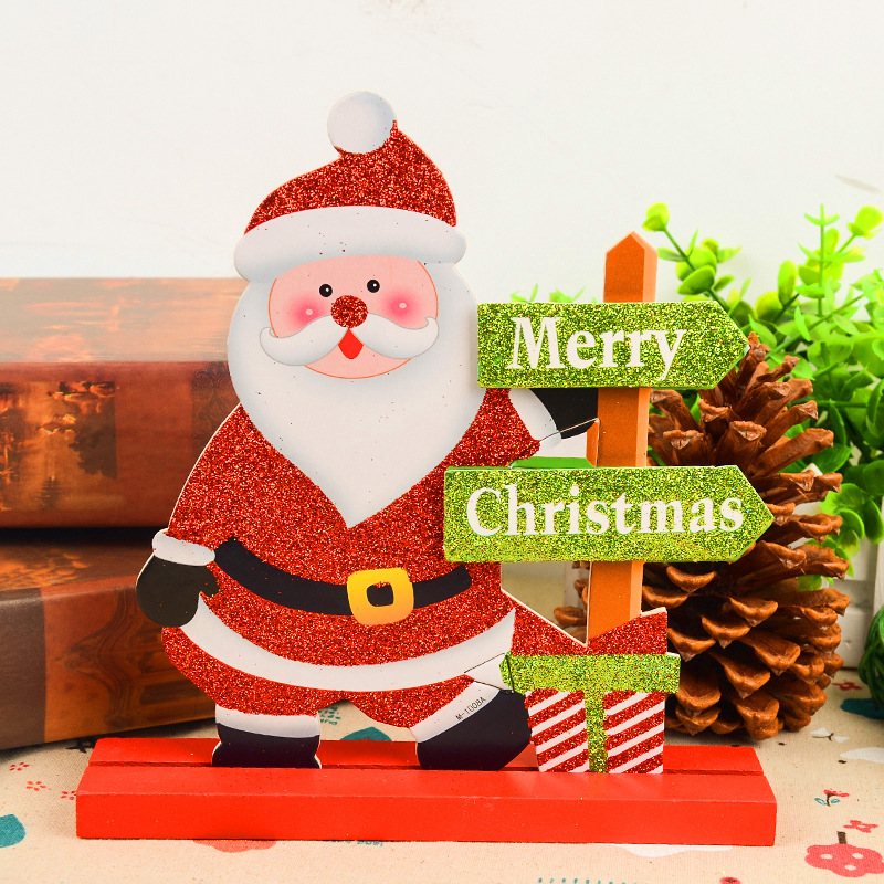 新款木質聖誕老人桌面小擺件麋鹿雪人吧 聖誕木質擺台