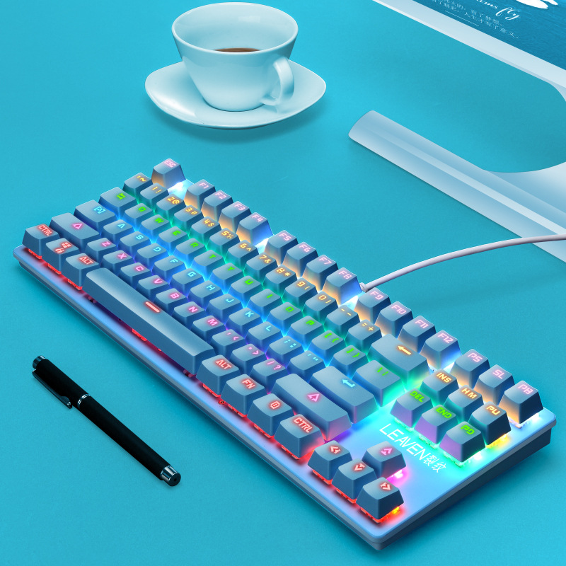 裂紋K550朋克機械鍵盤87鍵青軸遊戲競技辦公筆記本電腦跨境