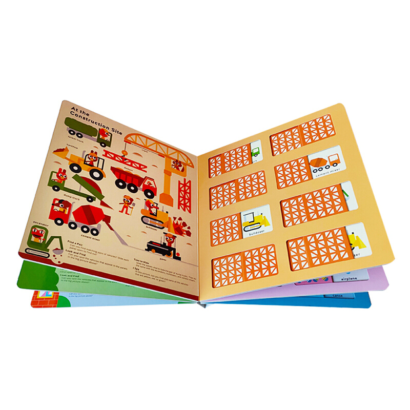 英文原版 Zoom Matching Game Book 大開本 紙板操作機關配對書 兒童啟蒙認知繪本 交通工具 遊戲圖畫書