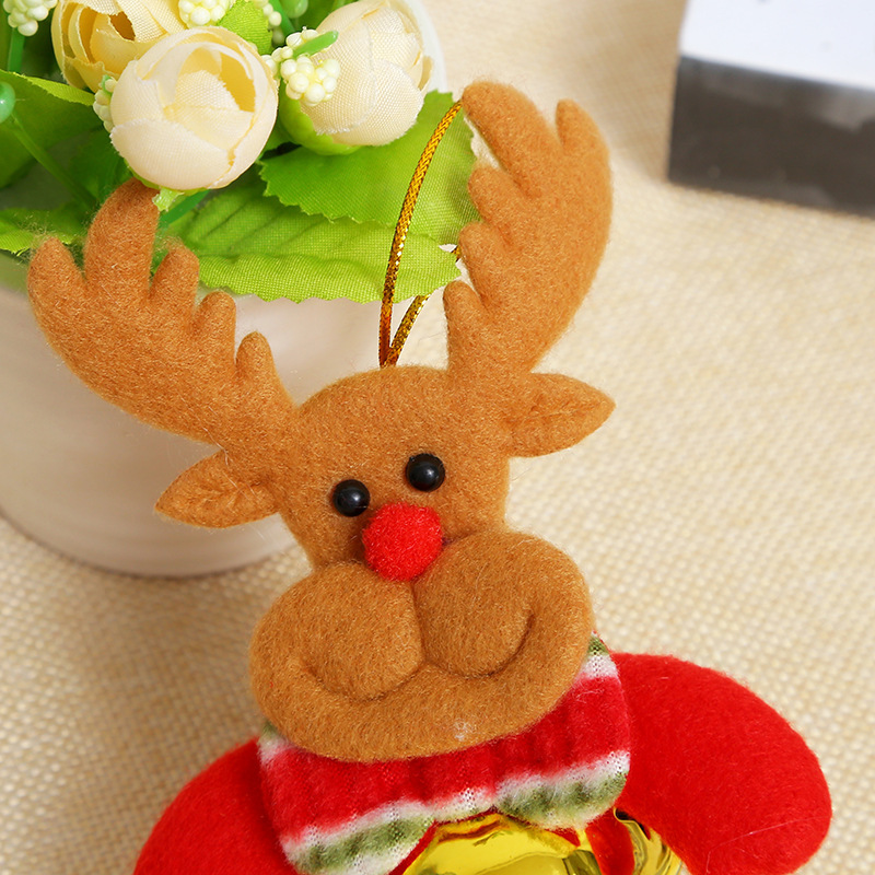 聖誕禮品鈴鐺掛件 聖誕老人雪人小鹿公仔抱鈴掛飾 聖誕樹裝飾用品