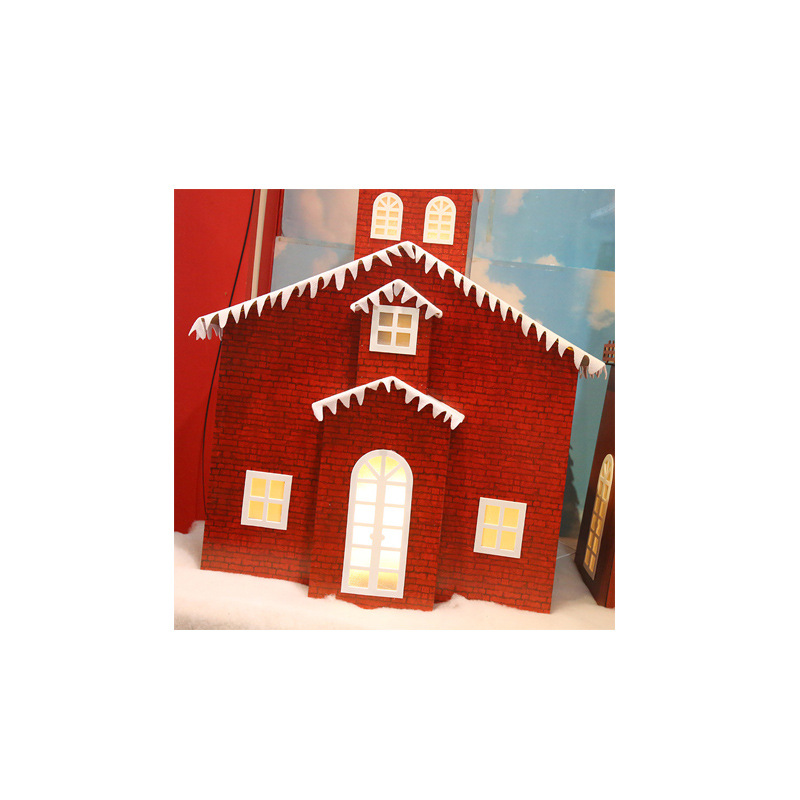 大型聖誕裝飾佈置木質 聖誕雪房子風車帶燈城堡擺件