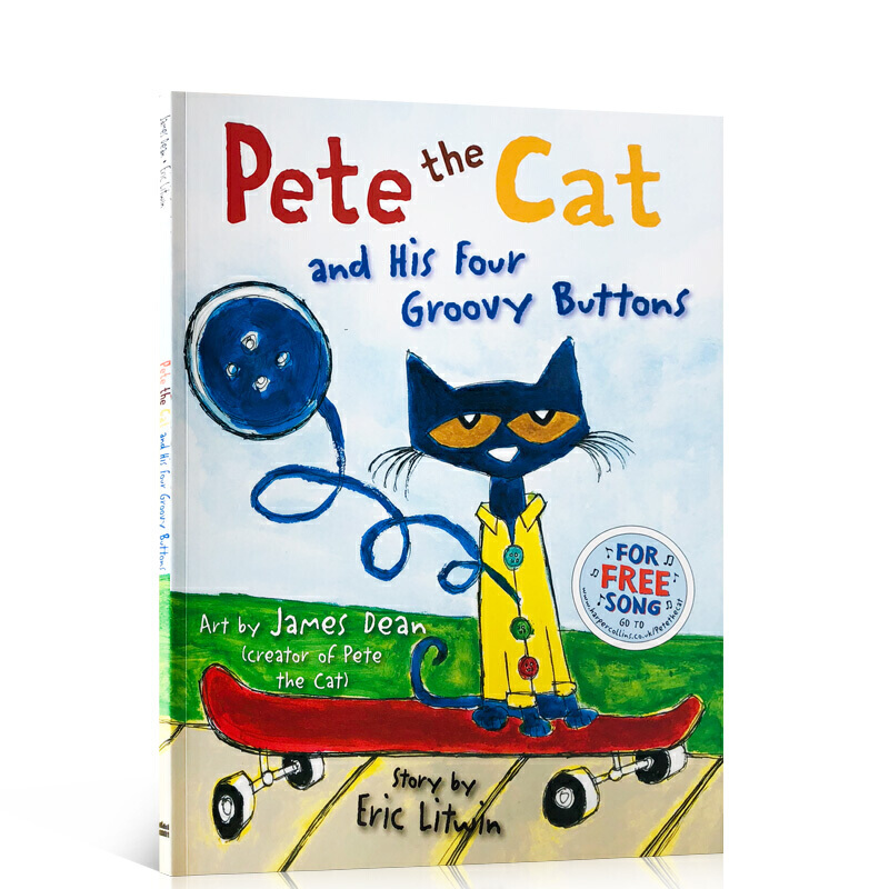 英文原版繪本 Pete the Cat and his Four Groovy Buttons 皮特貓系列 我的大鈕釦 兒童故事圖畫書 吳敏蘭書單