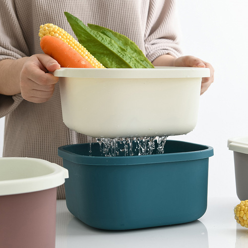 雙層鏤空蔬菜水果瀝水籃家用廚房創意塑料洗菜籃