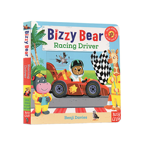 小熊很忙系列英文原版繪本 Bizzy Bear Racing Driver 紙板機關操作書 賽車手 兒童啟蒙認知繪本 可搭sing along
