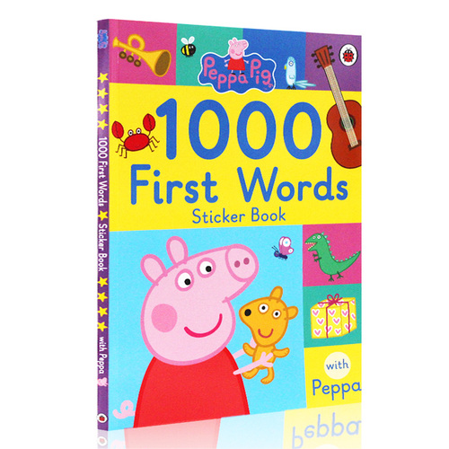 Peppa Pig 1000 first words Sticker Book 英文原版 粉紅豬小妹小豬佩奇 1000個單詞貼紙書 邊玩邊學 親子互動遊戲繪本