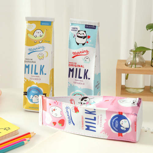創意可愛筆袋 趣味牛奶筆袋 創意收納文具盒