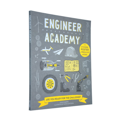 英文原版 Engineer Academy 工程學院 職業啟蒙系列 小學STEM科普體系 附贈工程工具演化大圖 紙模型 貼紙 卡片親子互動遊戲書