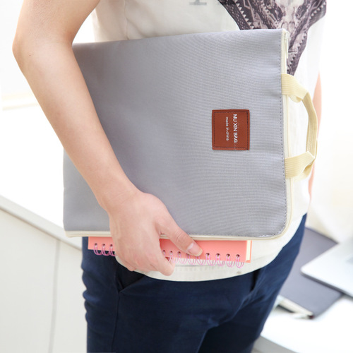 韓國拉鍊多層A4文件袋手提iPad電腦包 牛津帆布公文包
