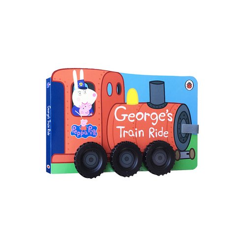 英文原版繪本 Peppa Pig George's Train Ride 小豬佩奇 喬治的火車之旅 粉紅豬小妹火車造型紙板書 交通工具玩具書