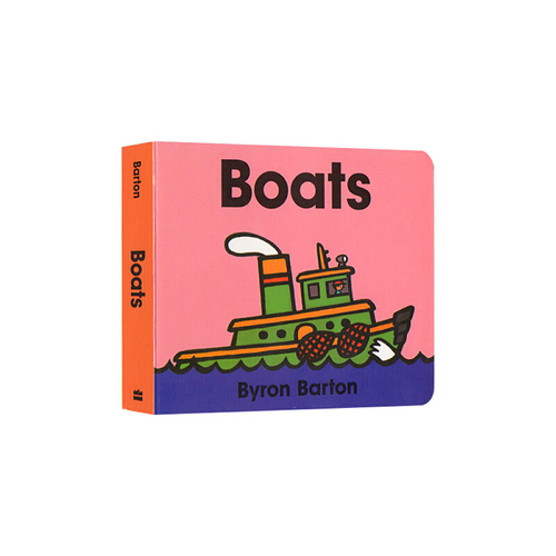 英文原版 Boats Board Book 紙板書 拜倫巴頓 Byron Barton 交通工具 船 幼兒啟蒙認知繪本圖畫書