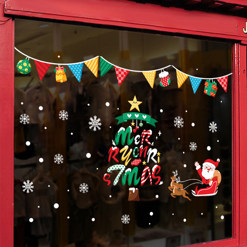 聖誕節雪花貼 聖誕樹靜電貼 玻璃櫥窗貼