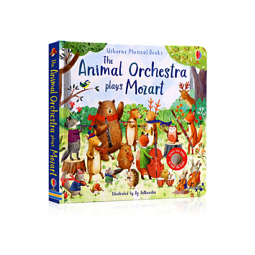 英文原版 Usborne The Animal Orchestra Plays Mozart 紙板發音書 動物樂隊演奏莫扎特 兒童英語啟蒙認知單詞故事繪本