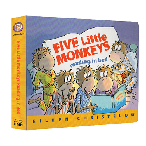 Five Little Monkeys Reading in Bed 五隻小猴牀上讀書 英文原版 紙板書 廖彩杏書單