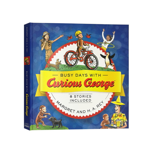 好奇猴喬治 英文原版繪本3 6歲 Busy Days with Curious George 汪培珽第3階段8個故事合集
