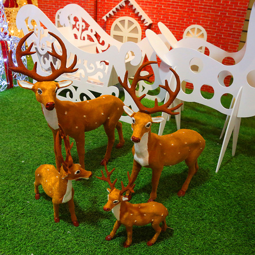 聖誕鹿馴鹿毛鹿梅花鹿植絨鹿大型聖誕裝飾