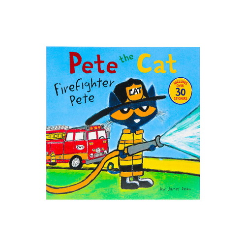 英文原版 Pete the Cat Firefighter Pete 消防員皮特貓 兒童圖畫故事書 親子互動英語學習 附貼紙 James dean