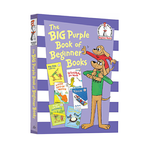 蘇斯博士英語啟蒙認知 The Big Purple Book Of Beginner Books 紫色大書 英文原版精裝入門繪本故事選集6合1 七色系列
