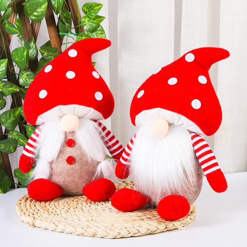 聖誕節魯道夫無臉老人桌面擺件可愛蘑菇頭公仔森林精靈娃娃