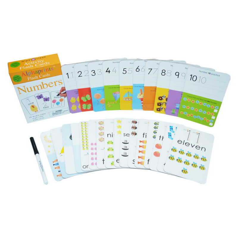 英文原版 Alphaprints Wipe Clean Flash Cards Numbers 兒童英文數字書寫指紋活動卡片 盒裝26張贈擦寫筆