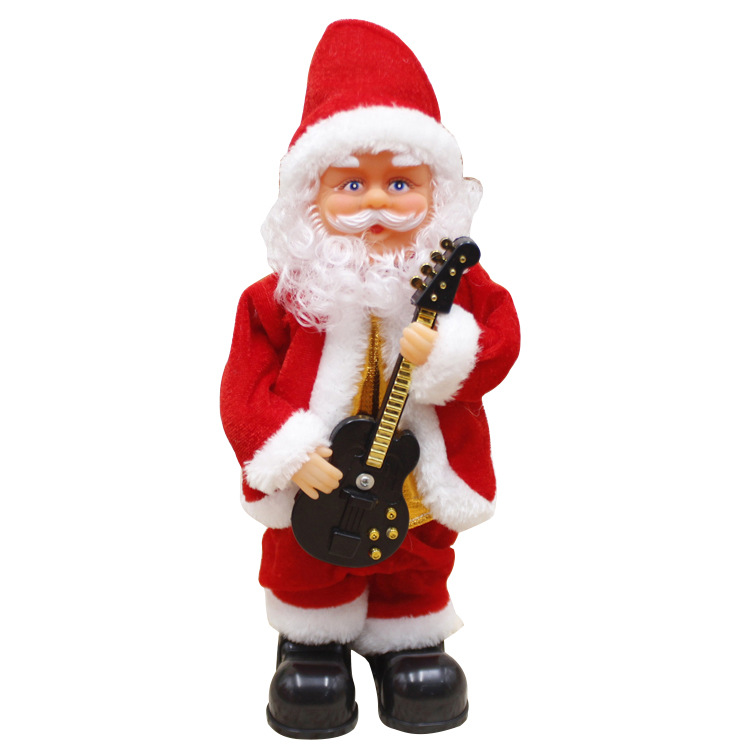 電動聖誕老人公仔娃娃帶音樂搖擺薩克斯聖誕節門廳裝飾吹喇叭