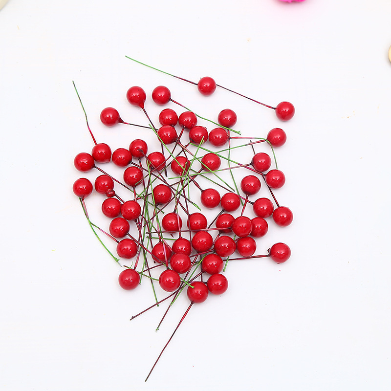 DIY手工材料1.2cm小紅果拍照道具紅色果子乾花聖誕樹花環藤圈裝飾